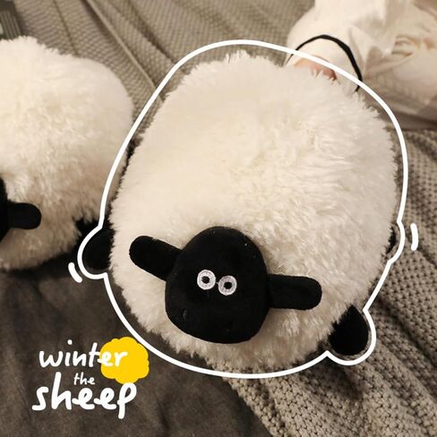 Women's Men's Plush Fuzzy Sheep Slippers for Winter, Warm Cartoon Cute Indoor House Shoes for Couples in Saudi Arabia