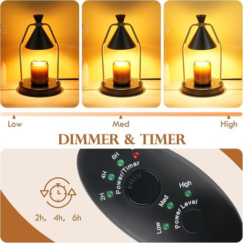 MIGHTY T Candle Warmer Lamp with Timer, Dimmable Candle Light Electric Candle Warmer Compatible with Candles, Candle Holders for Home Decor & Gifts in Saudi Arabia