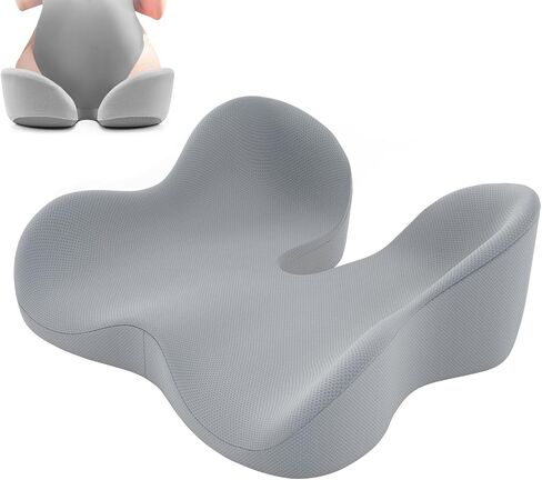 وسادة مقعد من إسفنج الذاكرة لدعم ناعم - وسادة واسعة للعاملين في المكاتب ذات الورك العريض، وسائقي السيارات - عرق النسا، وسادة لتخفيف آلام عظم الذنب، ووسادة كرسي المكتب ووسادة مقعد السيارة (رمادي) in Kuwait