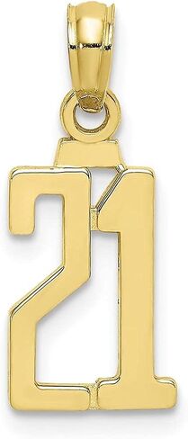 10K Yellow Gold Milestone Anniversary Birthday Number 21, Block Style Small Charm Pendant in Saudi Arabia