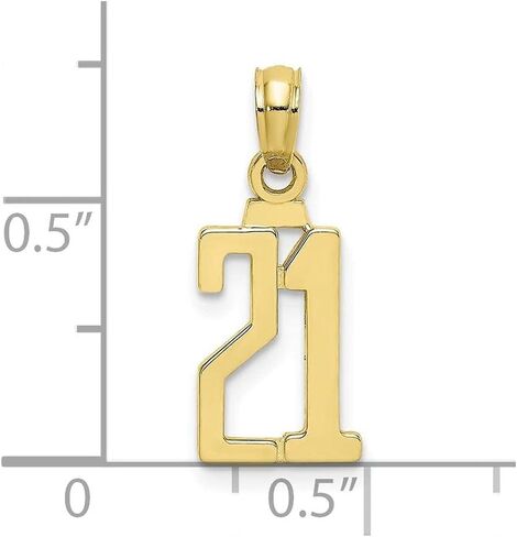 10K Yellow Gold Milestone Anniversary Birthday Number 21, Block Style Small Charm Pendant in Saudi Arabia