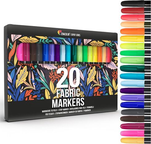 Zenacolor 5 Dual-Tip Black Fabric Markers Permanent for Clothes - Fabric Paint Pens for Personalizing Shirts Bags Hats Canvas and Textiles in Kuwait
