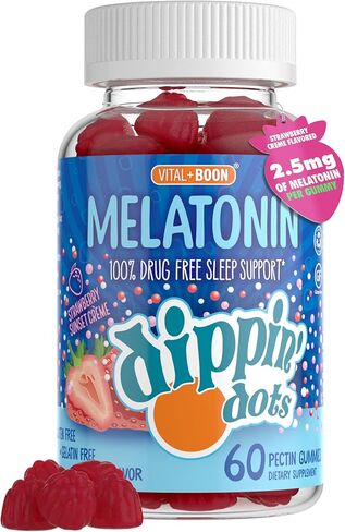 Melatonin Sleep Support Gummies (60 Count) Strawberry Sunset Creme Flavor Chews | 2.5mg Per Gummy Sleep Supplement for Children and Adults | Supplement for Faster Faster & Longer Sleep in Saudi Arabia