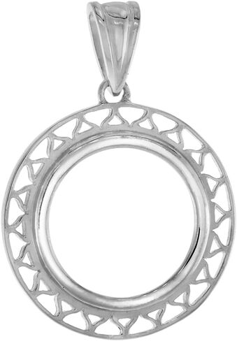Sterling Silver Filigree Edge Dime Bezel Pendant for 18 mm Coins Prong Back 10 Cent Coin NOT Included in Saudi Arabia
