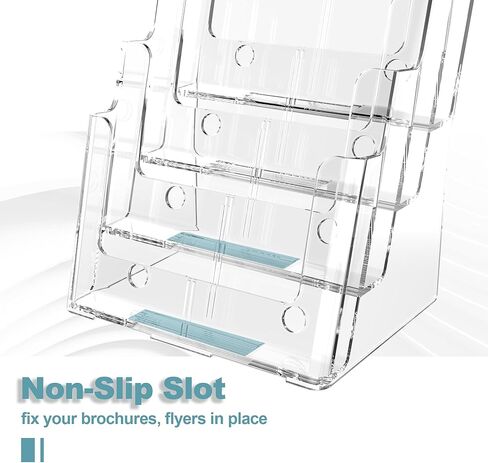 Brochure Holder 8.5x11 Inch 4 Tier with Removable Divider for 4x9 inch Clear Acrylic Pamphlet Display Stand Holder Countertop Use or Wall Mount for Office, Lobby, Hotel, Trade Show, 2 Pack in Saudi Arabia