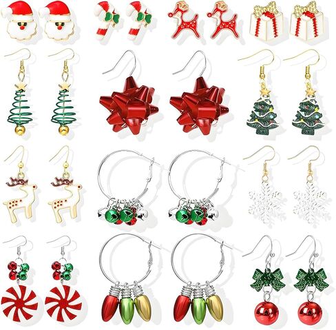 Christmas Earrings for Women Christmas Tree Dangle Earrings Snowflake Santa Candy Cane Snowman Penguin Earrings Holiday Winter Earrings Christmas Stocking Stuffers Gifts in Saudi Arabia