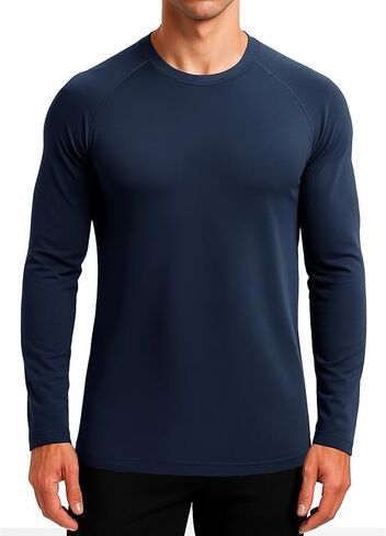 Men's Thermal Long Sleeve Crew Neck Shirts, Warm Fleece Lined Slim Fit Baselayer Top in Saudi Arabia