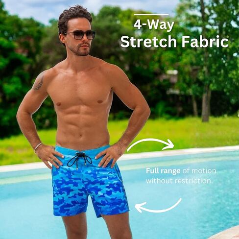 Tucann Men's Trunks 5" Compression Liner Quick Dry Zipper Pocket Chlorine Resistan 4 Way Stretch Camo Swim Shorts for Men in Saudi Arabia