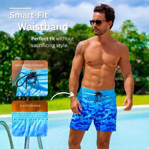 Tucann Men's Trunks 5" Compression Liner Quick Dry Zipper Pocket Chlorine Resistan 4 Way Stretch Camo Swim Shorts for Men in Saudi Arabia