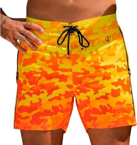 Tucann Men's Trunks 5" Compression Liner Quick Dry Zipper Pocket Chlorine Resistan 4 Way Stretch Camo Swim Shorts for Men in Saudi Arabia