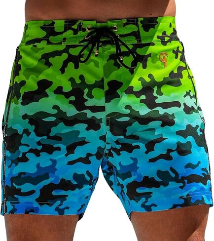 Tucann Men's Trunks 5" Compression Liner Quick Dry Zipper Pocket Chlorine Resistan 4 Way Stretch Camo Swim Shorts for Men in Saudi Arabia
