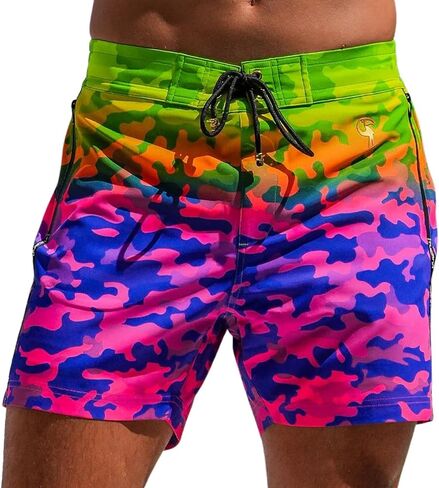Tucann Men's Trunks 5" Compression Liner Quick Dry Zipper Pocket Chlorine Resistan 4 Way Stretch Camo Swim Shorts for Men in Saudi Arabia