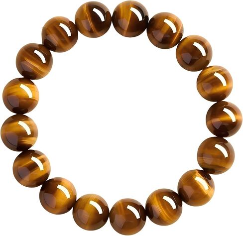 Natural Tiger Eye Stone Bracelet, 8-12mm Healing Energy Gemstone Beads, Elastic Stretch Design for Yoga and Meditation in Saudi Arabia