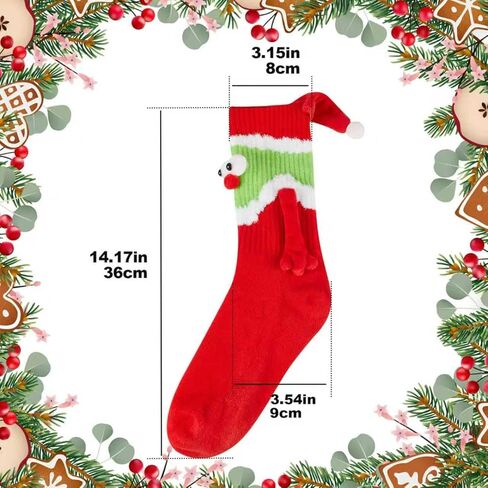 2 Pairs Novelty 3D Hand Holding Socks Christmas Stockings, Funny Holiday Couple Silly Gift in Saudi Arabia