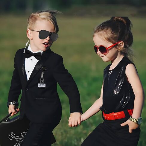 Wedding Party Gifts Outfit - Ring Bearer & Flower Girl Accessories - Include Ring Bearer Box, Mission Card, Sunglasses, Bow Tie, Earpiece in Saudi Arabia