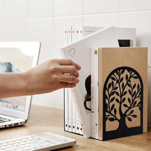 نهايات الكتب، نهايات معدنية لتزيين الأرفف، سدادة شجرة للكتب الثقيلة للمكتب والمطبخ المنزلي، أسود (زوج واحد/قطعتان، كبير) in Saudi Arabia
