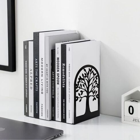 نهايات الكتب، نهايات معدنية لتزيين الأرفف، سدادة شجرة للكتب الثقيلة للمكتب والمطبخ المنزلي، أسود (زوج واحد/قطعتان، كبير) in Saudi Arabia