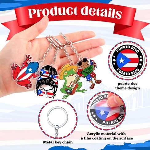 Puerto Rico Keychain Souvenirs Gift Bulk Puerto Rico Acrylic Keychain Birthday Party Decorations Supplies in Saudi Arabia