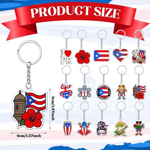 Puerto Rico Keychain Souvenirs Gift Bulk Puerto Rico Acrylic Keychain Birthday Party Decorations Supplies in Saudi Arabia