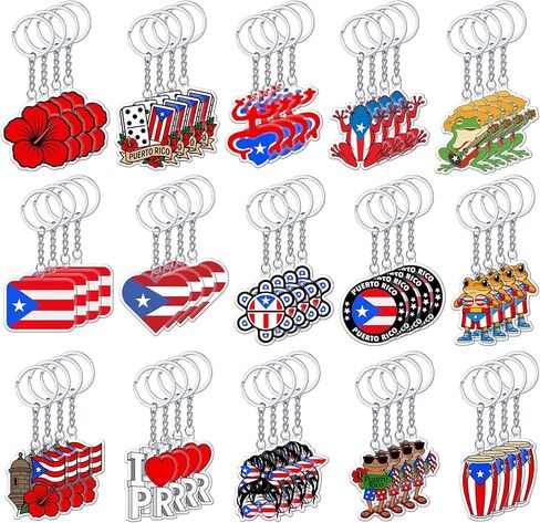Puerto Rico Keychain Souvenirs Gift Bulk Puerto Rico Acrylic Keychain Birthday Party Decorations Supplies in Saudi Arabia