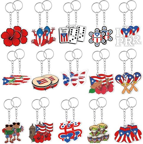 Puerto Rico Keychain Souvenirs Gift Bulk Puerto Rico Acrylic Keychain Birthday Party Decorations Supplies in Saudi Arabia
