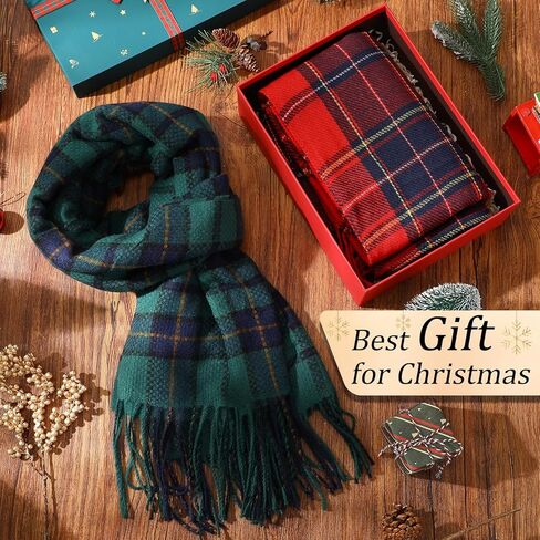 2 Pack Christmas Plaid Scarf for Women Men Gift Red blue Green Buffalo Plaid Winter Scarves Checked Muffler in Saudi Arabia