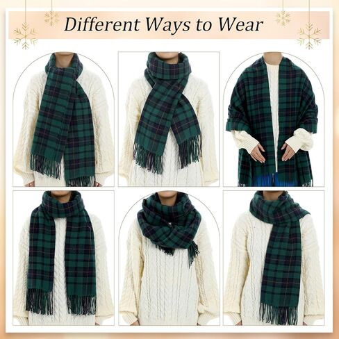 2 Pack Christmas Plaid Scarf for Women Men Gift Red blue Green Buffalo Plaid Winter Scarves Checked Muffler in Saudi Arabia