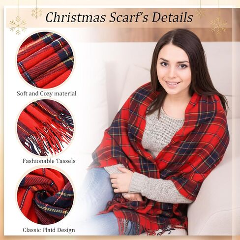2 Pack Christmas Plaid Scarf for Women Men Gift Red blue Green Buffalo Plaid Winter Scarves Checked Muffler in Saudi Arabia