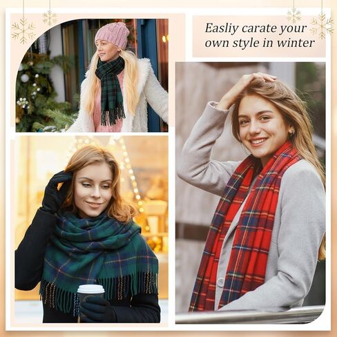2 Pack Christmas Plaid Scarf for Women Men Gift Red blue Green Buffalo Plaid Winter Scarves Checked Muffler in Saudi Arabia
