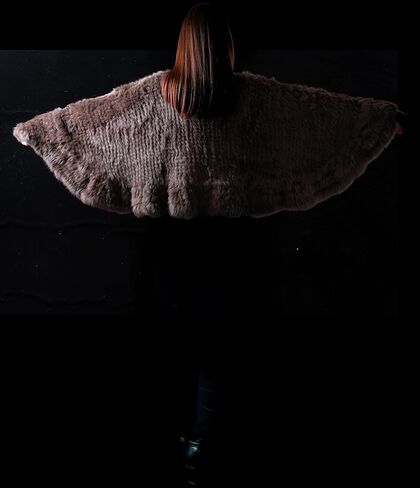 HEIZZI Full-Scale Real Fur Shawl for Wedding with Pockets 2' x 6' Ruffle Poncho Wrap cape for Women Party & Evening Wear in Saudi Arabia