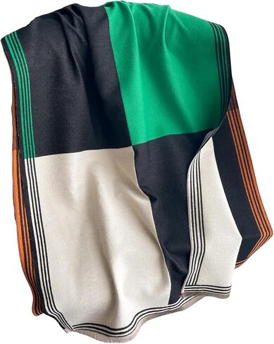 Winter Chunky Color Block Print Scarf Cashmere Feel Warm Large Scarves for Women in Saudi Arabia