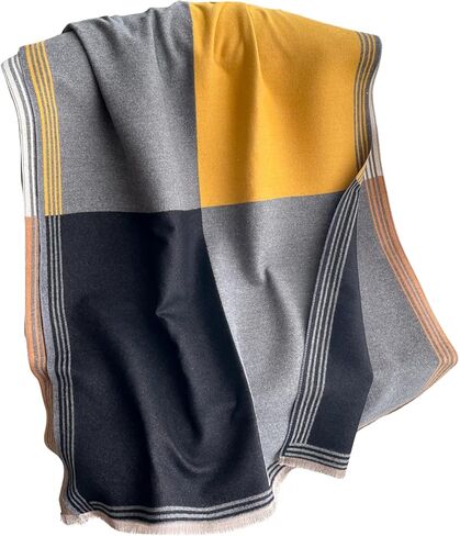 Winter Chunky Color Block Print Scarf Cashmere Feel Warm Large Scarves for Women in Saudi Arabia