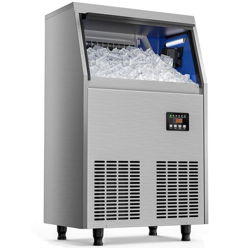 Commercial Ice Maker Machine 100LBS/24H, Under Counter Ice Maker with 34LBS Storage Capacity, Stainless Steel Ice Machine for Restaurant Home Bar, DOE in Saudi Arabia
