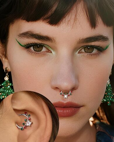 COCHARM Christmas Septum Rings 16G Septum Jewelry Surgical Steel Helix Daith Earrings for Women Daith Piercing Jewelry 8/10MM in Saudi Arabia