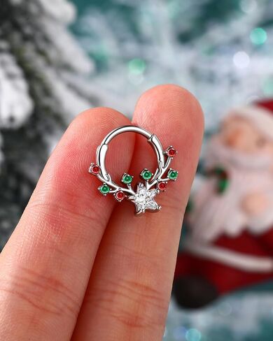 COCHARM Christmas Septum Rings 16G Septum Jewelry Surgical Steel Helix Daith Earrings for Women Daith Piercing Jewelry 8/10MM in Saudi Arabia