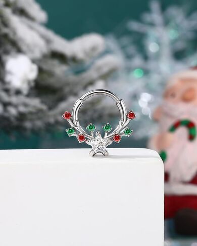 COCHARM Christmas Septum Rings 16G Septum Jewelry Surgical Steel Helix Daith Earrings for Women Daith Piercing Jewelry 8/10MM in Saudi Arabia