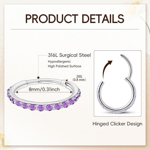 ONESING 20G حلقة الأنف هوب الفولاذ المقاوم للصدأ الأنف هوب هيبوالرجينيك يتوقف هوب حلقات الأنف ثقب الأنف المجوهرات الحاجز الحلزون الغضروف محارة الشفاه الزنمة ثقب الجسم للنساء الرجال 6 مم 8 مم 10 مم in Saudi Arabia