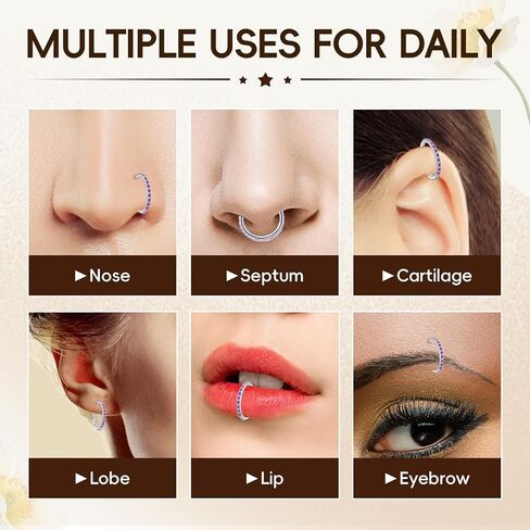 ONESING 20G حلقة الأنف هوب الفولاذ المقاوم للصدأ الأنف هوب هيبوالرجينيك يتوقف هوب حلقات الأنف ثقب الأنف المجوهرات الحاجز الحلزون الغضروف محارة الشفاه الزنمة ثقب الجسم للنساء الرجال 6 مم 8 مم 10 مم in Saudi Arabia