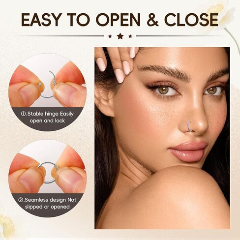ONESING 20G حلقة الأنف هوب الفولاذ المقاوم للصدأ الأنف هوب هيبوالرجينيك يتوقف هوب حلقات الأنف ثقب الأنف المجوهرات الحاجز الحلزون الغضروف محارة الشفاه الزنمة ثقب الجسم للنساء الرجال 6 مم 8 مم 10 مم in Saudi Arabia