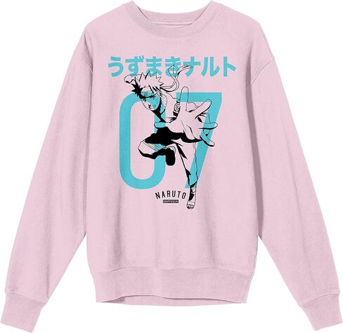 Bioworld Naruto Shippuden Naruto Kanji Crew Neck Long Sleeve Cradle Pink Adult Sweatshirt in Saudi Arabia