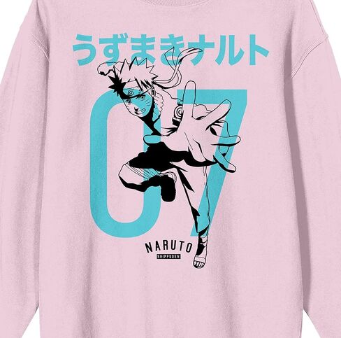 Bioworld Naruto Shippuden Naruto Kanji Crew Neck Long Sleeve Cradle Pink Adult Sweatshirt in Saudi Arabia