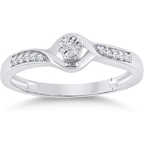 Jewels By Lux Sterling Silver Womens Round Diamond Solitaire Promise Ring 1/20 Cttw, Womens Size: 5-9 in Saudi Arabia