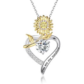 925 Sterling Silver Necklace Lab Grown Diamond 2CT Moissanite Heart Rose Necklace for Women Anniversary Birthday Wedding Christmas Valentines Day Gifts for Her Girlfriend Wife Mothers Day Gifts in Kuwait