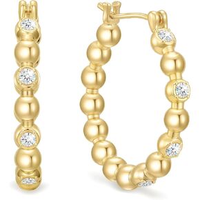 14K Gold Plated Hoop Earrings for Women 14K Gold Earrings Diamond Hoops Earring Gold Trendy Round/Heart Design Womens Earring 25mm ﻿ in Saudi Arabia