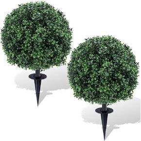 Artificial Topiary Lavender Ball Tree Outdoor Plants with Ground Spike 22"- UV Resistant Faux Shrubs, Eucalyptus Fake Plants for Indoor & Garden, Yard, Porch, Patio Decor in Kuwait