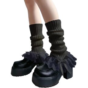 Fuzzy Leg Warmers for Women Girls Cute Bow Y2K Leg Sleeve Socks for Boots Winter White Soft Fluffy Ankle Wamers in Saudi Arabia