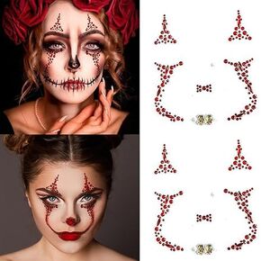 مجموعة مكياج Face Gems Halloween، أحجار الراين الكريستالية الحمراء، مجوهرات الوجه القوطية in Saudi Arabia