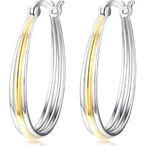 أقراط مدورة للنساء مطلية بالذهب عيار 18 قيراط أقراط صغيرة من الفضة الإسترليني بيضاوية الشكل مجوهرات هدايا in Kuwait