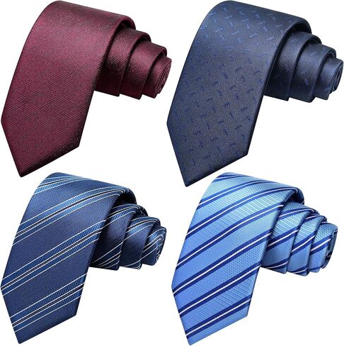 AUSKY 4 Packs Men’s Necktie, Assorted Striped and Patterned Silk Neck Ties for Man 2.76in wide in Saudi Arabia