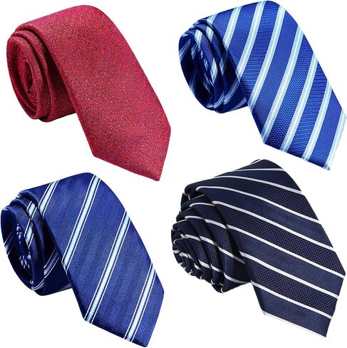 AUSKY 4 Packs Men’s Necktie, Assorted Striped and Patterned Silk Neck Ties for Man 2.76in wide in Saudi Arabia